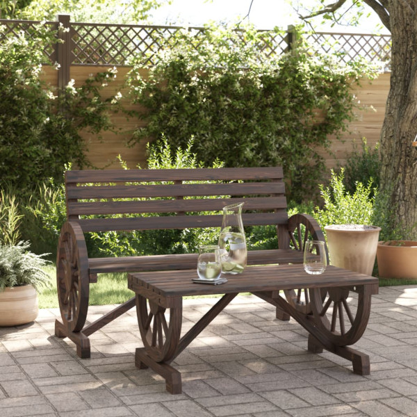 Juego de muebles de jardín 2 piezas madera maciza de abeto D