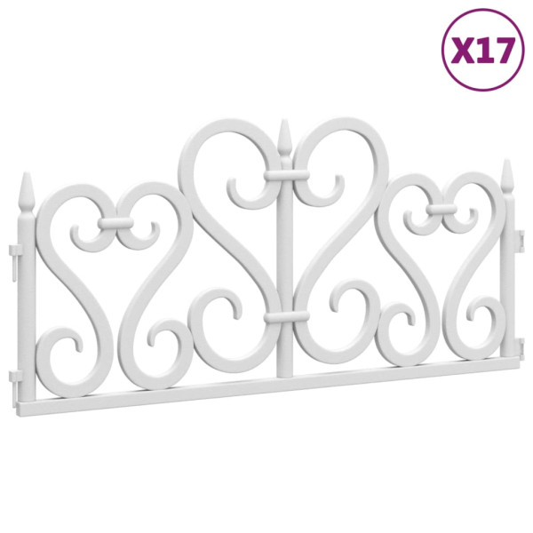 Bordas de relvado 17 pcs 10 m PP branco M 2