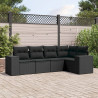 Set de muebles de jardín 5 pzas y cojines ratán sintético negro 1