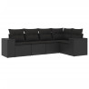 Set de muebles de jardín 5 pzas y cojines ratán sintético negro 2