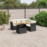 Set de muebles de jardín 5 pzas y cojines ratán sintético negro 1