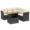 5 pcs conjunto sofás de jardim com almofadões vime PE preto 2