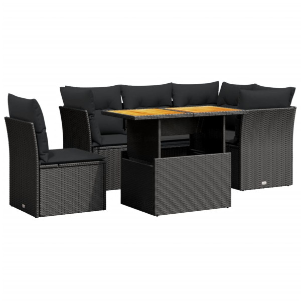 5 pcs conjunto sofás de jardim com almofadões vime PE preto M 2