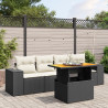5 pcs conjunto sofás de jardim com almofadões vime PE preto 1