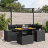 Set de muebles de jardín 5 pzas y cojines ratán sintético negro 1