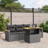 5 pcs conjunto sofás de jardim com almofadões vime PE preto 1