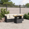 5 pcs conjunto sofás de jardim com almofadões vime PE preto 1