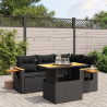 Set de muebles de jardín 5 pzas y cojines ratán sintético negro 1