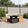 5 pcs conjunto sofás de jardim com almofadões vime PE preto 1