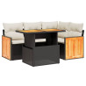 Set de muebles de jardín 5 pzas y cojines ratán sintético negro 2
