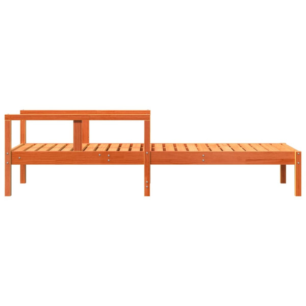 Tumbona de madera maciza de pino marrón cera 199.5x62x55 cm M 5