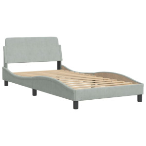 Estructura de cama con cabecero terciopelo gris claro 100x200cm H