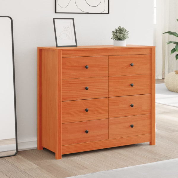 Armario auxiliar madera maciza de pino marrón cera 100x40x90 cm M 3