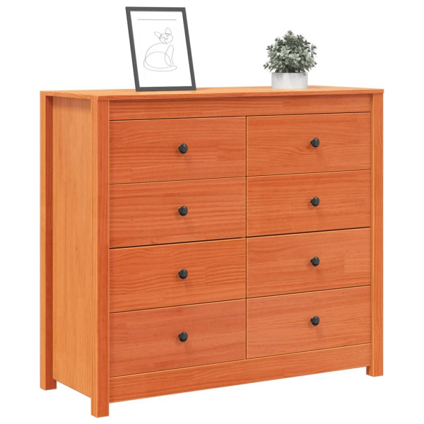 Armario auxiliar madera maciza de pino marrón cera 100x40x90 cm M 4