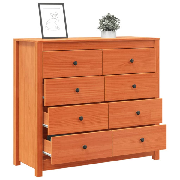 Armario auxiliar madera maciza de pino marrón cera 100x40x90 cm M 5