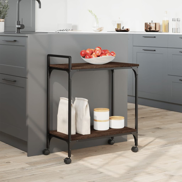 Carrito de cocina madera ingeniería marrón roble 60.5x31x72.5cm M 3