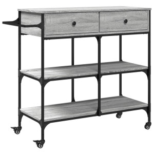 Carrito de cocina madera ingeniería gris Sonoma 105x42x95 cm H