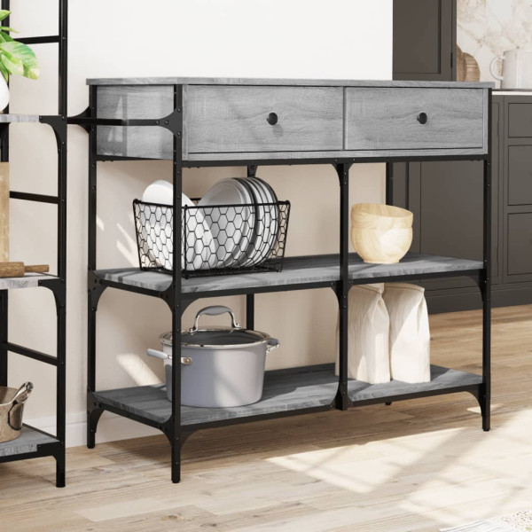 Carrito de cocina madera ingeniería gris Sonoma 105x42x95 cm M 3