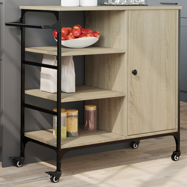 Carrito de cocina madera ingeniería Sonoma 87.5x38.5x84.5 cm D