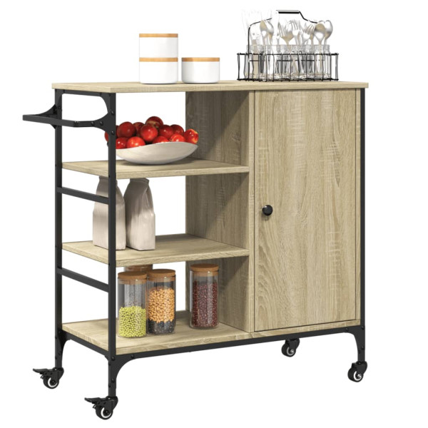 Carrito de cocina madera ingeniería Sonoma 87.5x38.5x84.5 cm M 5