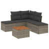 Set de muebles de jardín 6 pzas y cojines ratán sintético gris 2