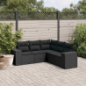 Set de muebles de jardín 5 pzas y cojines ratán sintético negro 1