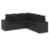 Set de muebles de jardín 5 pzas y cojines ratán sintético negro 2