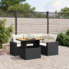 5 pcs conjunto sofás de jardim com almofadões vime PE preto 1