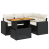 Set de muebles de jardín 5 pzas y cojines ratán sintético negro 2