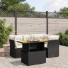 5 pcs conjunto sofás de jardim com almofadões vime PE preto 1