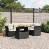 Set de muebles de jardín 5 pzas y cojines ratán sintético negro 1
