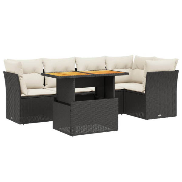 5 pcs conjunto sofás de jardim com almofadões vime PE preto M 2