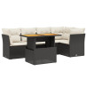 Set de muebles de jardín 5 pzas y cojines ratán sintético negro 2