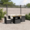 5 pcs conjunto sofás de jardim com almofadões vime PE preto 1