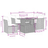 Set de muebles de jardín 5 pzas y cojines ratán sintético negro 3
