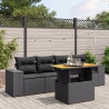 5 pcs conjunto sofás de jardim com almofadões vime PE preto 1