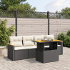 Set de muebles de jardín 5 pzas y cojines ratán sintético negro 1