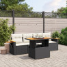 5 pcs conjunto sofás de jardim com almofadões vime PE preto 1