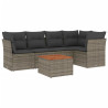 Set de muebles de jardín 6 pzas y cojines ratán sintético gris 2