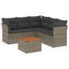 Set de muebles de jardín 6 pzas y cojines ratán sintético gris 2
