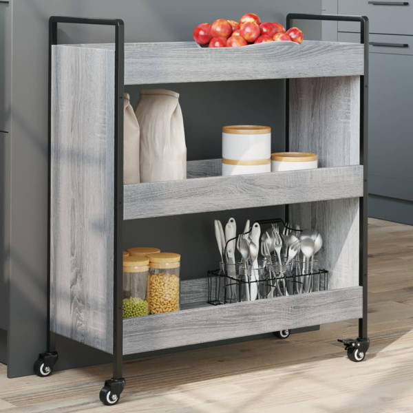Carrito de cocina madera de ingeniería gris Sonoma 70x30x82 cm D