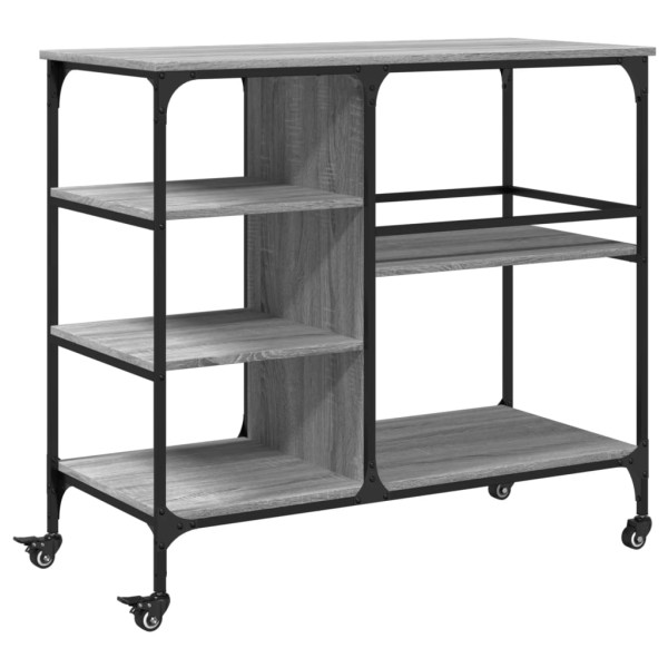 Carrito de cocina madera ingeniería gris Sonoma 100x45x89.5 cm M 2