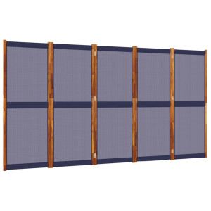 Biombo divisor de 5 paneles azul oscuro 350x180 cm H