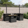 Set de muebles de jardín 5 pzas y cojines ratán sintético negro 1