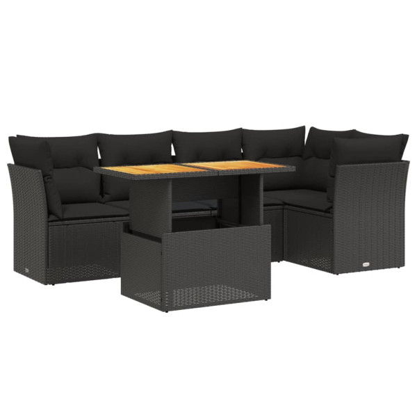 5 pcs conjunto sofás de jardim com almofadões vime PE preto M 2