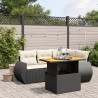 5 pcs conjunto sofás de jardim com almofadões vime PE preto 1
