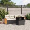 5 pcs conjunto sofás de jardim com almofadões vime PE preto 1