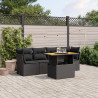 5 pcs conjunto sofás de jardim com almofadões vime PE preto 1