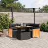 5 pcs conjunto sofás de jardim com almofadões vime PE preto 1