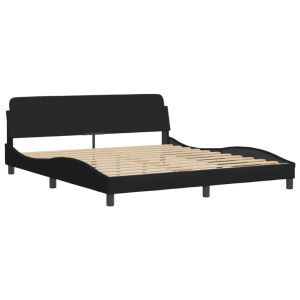 Estructura de cama con cabecero de tela negro 180x200 cm H